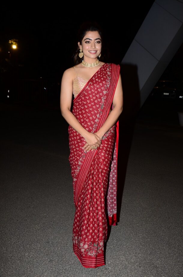 Rashmika Mandanna Vs Kajal Aggarwal: Hot Naris In Beautiful Red Sarees - 0