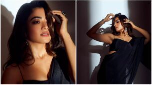 Rashmika Mandanna sets temperature soaring in black embellished saree, are you sweating already?