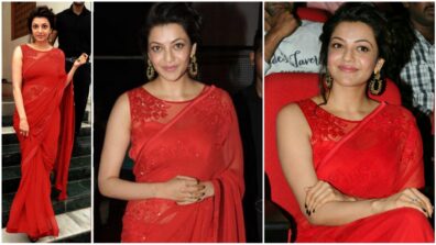 Red Hotness! Kajal Aggarwal’s Red Hot Sizzling Saree Pictures Are Heating The Screen, Yay/Nay?