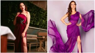 TMKOC divas Munmun Dutta and Sunayana Fozdar raise the oomph in one-shoulder high slit outfits, come fall in love