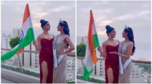 Victory Moment Caught On Camera: ‘Judge’ Urvashi Rautela poses with ‘Miss Universe 2021’ Harnaaz Sandhu to hoist Indian flag at Israel, fans love it