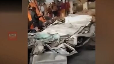 Viral Video Of A Car Badly Damaged After Horrific Accident, Pulled Out Using Cranes, Watch