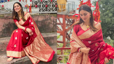 Watch: Shraddha Arya’s first-ever temple visit after the wedding, looks drop-dead gorgeous in red saree