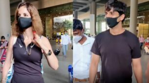 Watch: Sussane Khan and rumoured boyfriend Arsalan Goni arrive from Goa, spotted twinning in black at Mumbai airport
