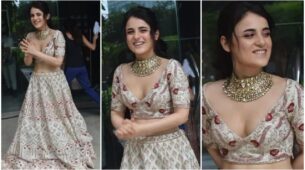 Radhika Madan Looks Breathtakingly Beautiful In Golden Lehenga Choli, See Pics