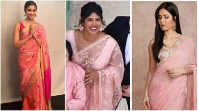 Alia Bhatt, Priyanka Chopra and Katrina Kaif send shockwaves in blush pink saree look, rate them out of 10