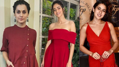 All set for a romantic Valentine’s Day date? Spice up oomph game in red outfits like Taapsee Pannu, Ananya Panday and Sara Ali Khan