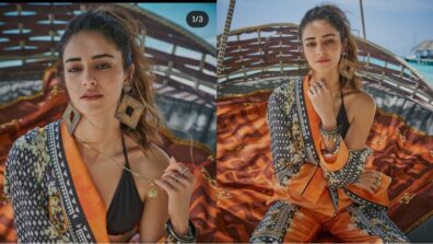 Ananya Panday gives Bold and Boho vibes in Orange T-shirt and black bikini, Check out pictures