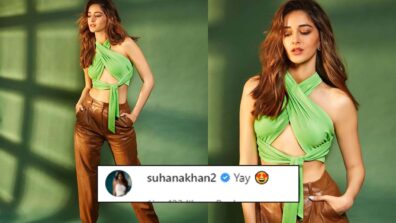 Ananya Panday raises temperature in green top and leather pants, Suhana Khan loves it