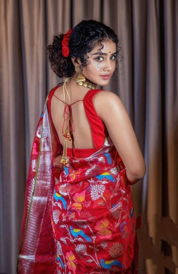 Anupama Parameswaran Looking Elegant In Her Red Ravishing Saree - 0