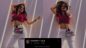 Avneet Kaur looks sultry in red crop top & white jeans, Tony Kakkar feels the heat