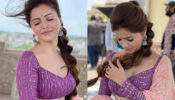 Bigg Boss winner Rubina Dilaik enjoys windy moment on set, looks sizzling diva in deep-neck blouse and lavender lehenga