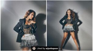 Couple Goals: Malaika Arora flaunts hot legs in fluffy midi outfit, Arjun Kapoor appreciates