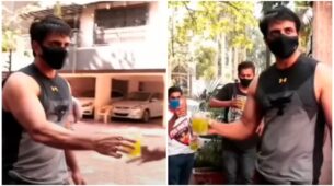 Covid-19 Messiah Rocks: Sonu Sood caught on camera distributing juice to paparazzi outside residence, netizens salute him