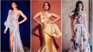 Deepika Padukone, Bhumi Pednekar and Katrina Kaif in ‘Gauri And Nainika’ one shoulder gowns, a quintessential visual delight