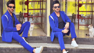 Dheeraj Dhoopar looks dapper hot in royal blue pantsuit, Ruhi Chaturvedi has something to say