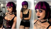 Divya Agarwal Rocks A Black Grunge Look With Black Lips, A Short Lilac Black Highlighted Hairstyle, And A Smoky Eye