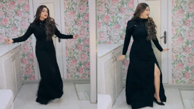 Divyanka Tripathi is giving us a ‘Dil Dooba’ moment with her classic look in black high-thigh slit dress