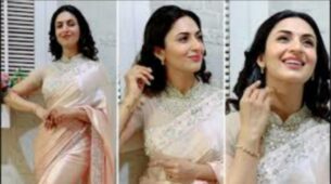 Divyanka Tripathi Looks Stunning In A Peach Saree; View Photo