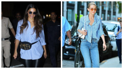 Fashion Battle: Would You Style Your Striped Shirt With Leather Pants Like Deepika Padukone Or Jeans Like Gigi Hadid?