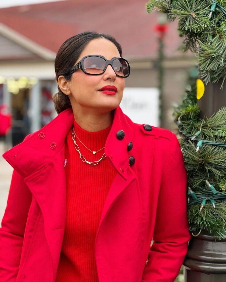 Red Or Baby Pink Or Checks: Which Sweater Look Of Hina Khan Is Your Favorite? - 4