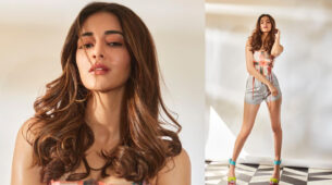 Gehraiyaan Promotions Day 2:  Ananya Panday gets into floral knotted crop top and chic grey shorts for 