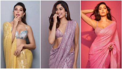 In love with sequin saree and noodle strap blouse designs? Jacqueline Fernandez, Janhvi Kapoor and Nora Fatehi are your ‘vogue queens’