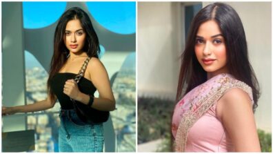 International Vs Desi: Jannat Zubair Rahmani in off-shoulder black outfit or pink saree, which is your favourite? (Vote Now)