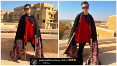 Karan Johar shares experimental vogue avatar from Jaisalmer, netizen trolls him saying ‘kiska chaddar utha liya re’