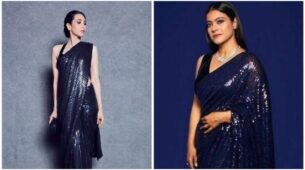 Karisma Kapoor Vs Kajol: Who is your ultimate slayer in Manish Malhotra sequin saree? (Ultimate Fan Battle)
