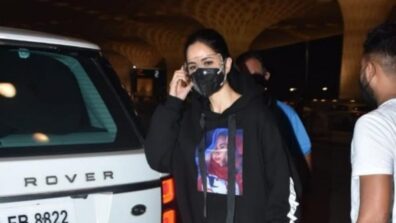 Katrina Kaif’s all-black look in leather pant and sweatshirt makes a cosy comfy airport outfit