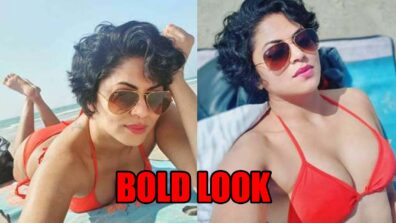 Kavita Kaushik makes a strong statement in red bikini, Says “Love Yourself”