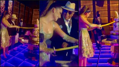 Love At First Bite: ‘Millionaire’ Urvashi Rautela cuts lavish cake with huge gold-plated sword, see viral leaked footage