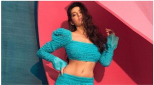 Nora Fatehi Looks Stunning In A Figure-Hugging Blue Co-Ord Outfit
