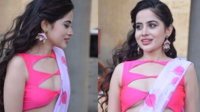 [Pictures] Oh so hot: Urfi Javed swoons the internet in pink floral saree and cut out sleeveless blouse