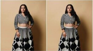 QUEEN Vidya Balan stuns in Black & White Co-ord Set, Take a look at stunning pics