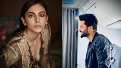 Rakul Preet Singh looks dreamy in ethnic gold-plated outfit, boyfriend Jackky Bhagnani drools over her deep-neck avatar