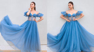 Rubina Dilaik Looks Too Hot To Handle In This Blue Corset Gown: See Pics
