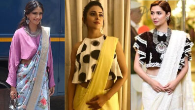 Sonam Kapoor, Rakul Preet Singh and Mahira Khan dazzle ‘fusion fashion’ statement in crop top with saree style, see pics