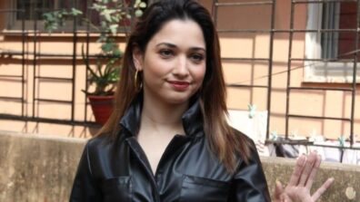 Tamannaah Bhatia Looking Stunning In Button-Down Black Leather Dress