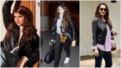 Tara Sutaria, Janhvi Kapoor and Madhuri Dixit spice up vogue game with leather jacket fashion, learn trends ASAP