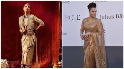 The Big Challenge: Malaika Arora Vs Aishwarya Rai: Ultimate sensuous damsel in golden Tarun Tahiliani saree? (Vote Now)