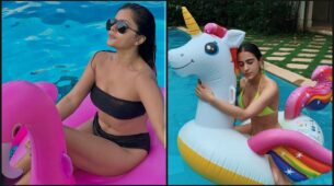 Ultimate Bikini Challenge: Rubina Dilaik Vs Sara Ali Khan: Who is your cutest ‘water baby’ with an inflatable pool toy? (Fan Battle)