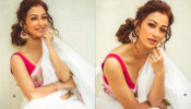 TMKOC diva Sunayana Fozdar is a bombshell in white transparent saree, fans sweat seeing red deep-neck blouse