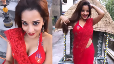 Viral Video: Bhojpuri diva Monalisa sets temperature soaring in red saree dance video, Nia Sharma calls her ‘mirchi’