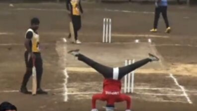 Watch: An Umpire Goes Near The Camera Before Splitting His Legs And Performs An Outstanding Handstand, Video Goes Viral