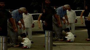 WATCH VIDEO: Aaradhya Bachchan Is A Well Cultured Girl, Touches Nana’s Feet’s Before Boarding A Plane