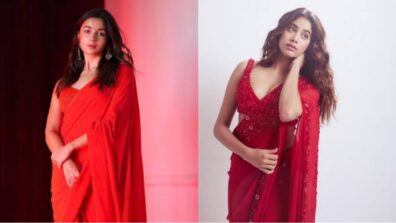 Alia Bhatt Or Janhvi Kapoor: Which Diva Looked Better In Red Saree, Vote Now