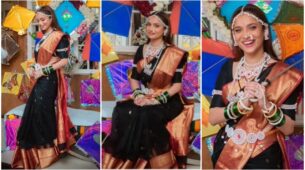Ankita Lokhande Being A “Marathi Mulgi” In Black Paithani Saree With Beautiful Golden Border Detailing