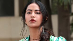 Avika Gor Styling Blue-Green High Shoulder Pads Blazer With Turquoise Green Pant Set